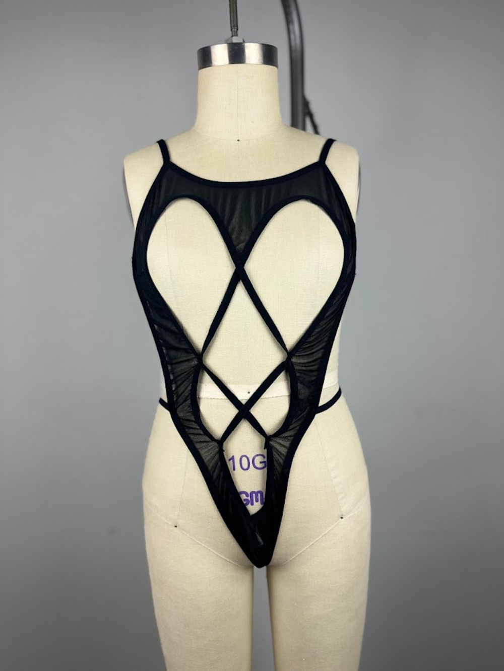 Black Mesh Cutout Lingerie Bodysuit Size Small/Medium